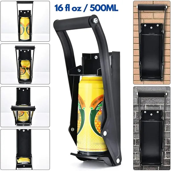 16oz Can Crusher Wall Mount Bottle Opener Hand Pull Tool