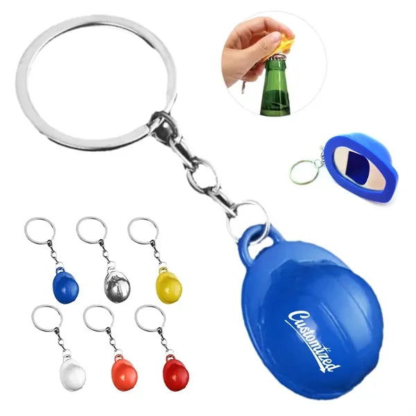 Construction Hard Hat Bottle Opener w/ Keychain