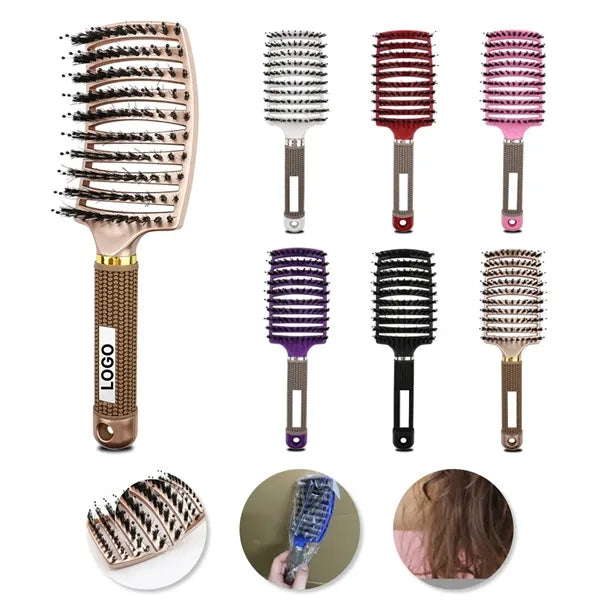 Boar Bristle Anti-Static Curved Massage Comb