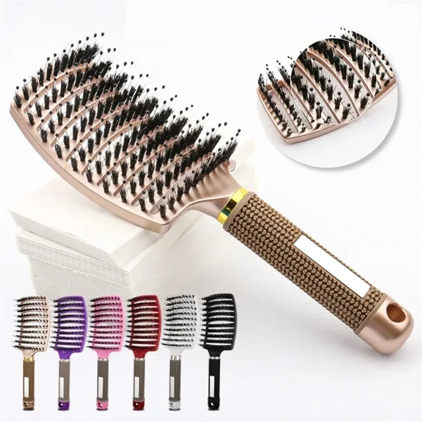 Boar Bristle Anti-Static Curved Massage Comb