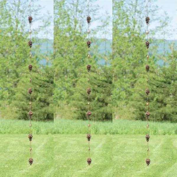 Pinecone Rain Chain Metal Outdoor Wind Chime Decor