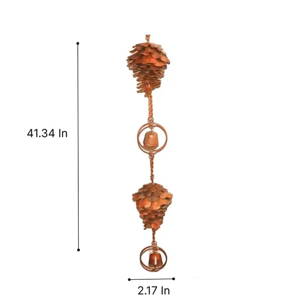 Pinecone Rain Chain Metal Outdoor Wind Chime Decor