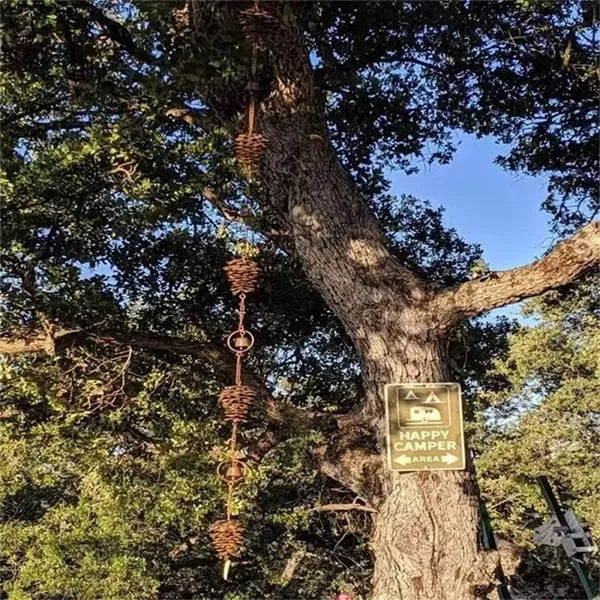 Pinecone Rain Chain Metal Outdoor Wind Chime Decor