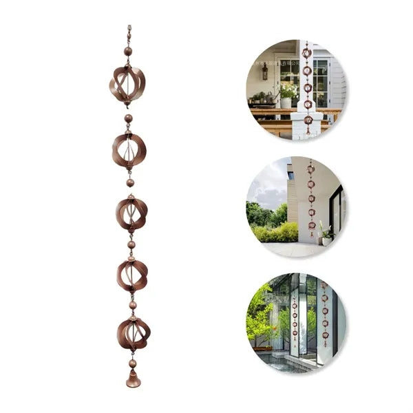 Metal Rain Chain Spinner Wind Chime Garden Ornament