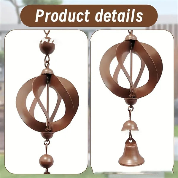 Metal Rain Chain Spinner Wind Chime Garden Ornament