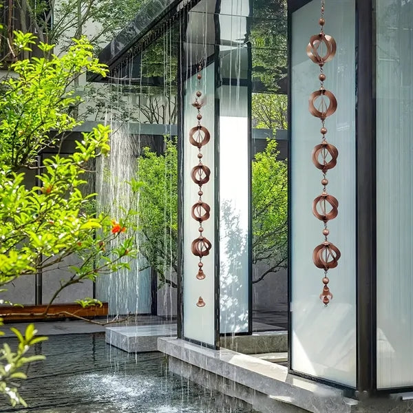 Metal Rain Chain Spinner Wind Chime Garden Ornament
