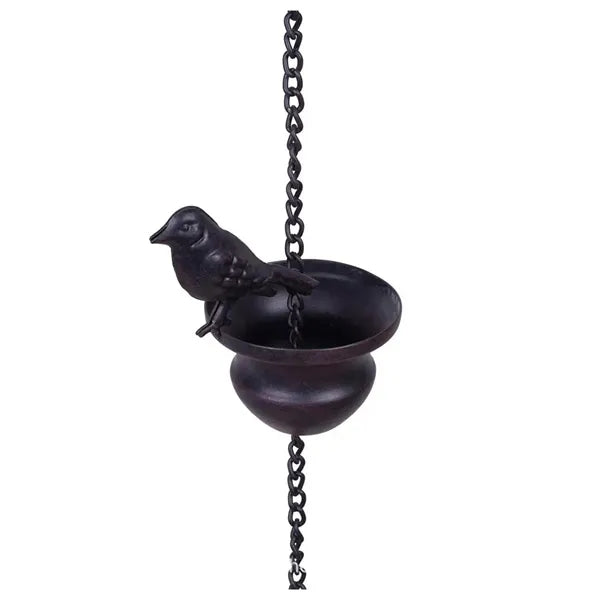 Metal Bird Rain Chain Spinner Garden Wind Chime