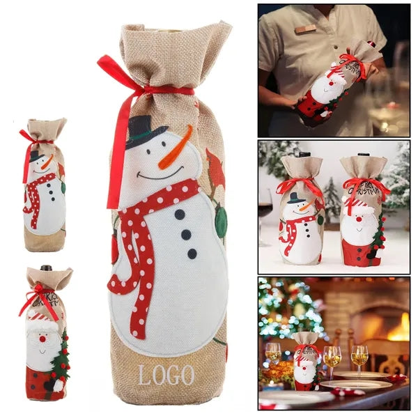 Embroidered Linen Wine Bottle Cover
