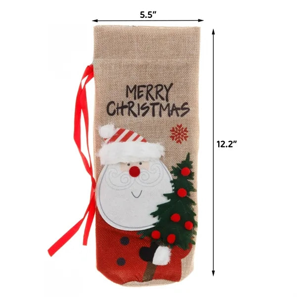 Embroidered Linen Wine Bottle Cover