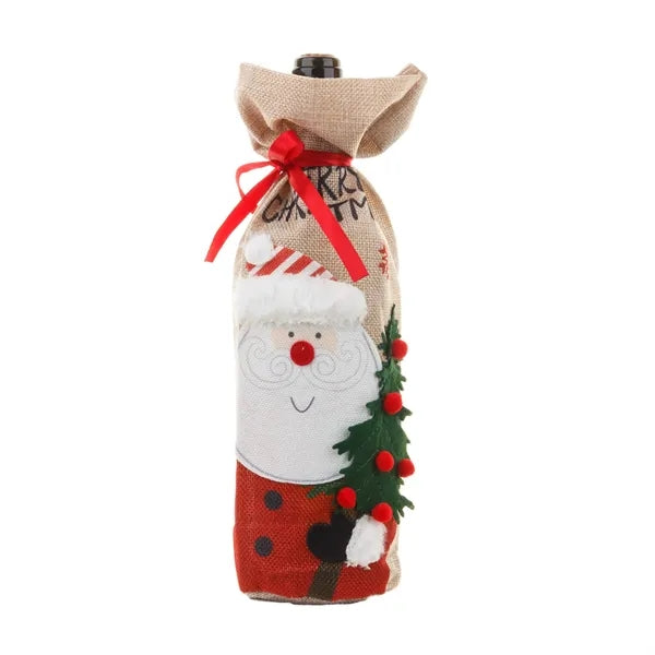 Embroidered Linen Wine Bottle Cover