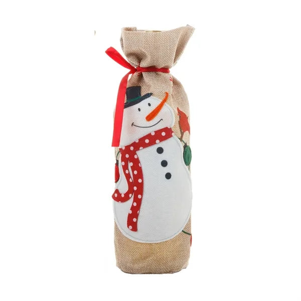 Embroidered Linen Wine Bottle Cover
