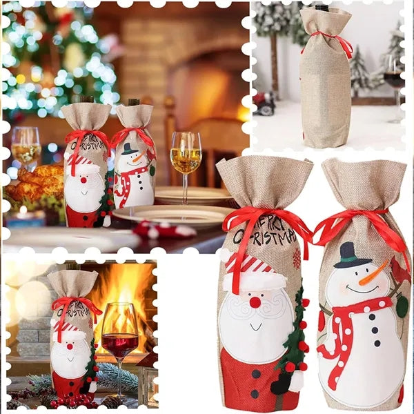 Embroidered Linen Wine Bottle Cover