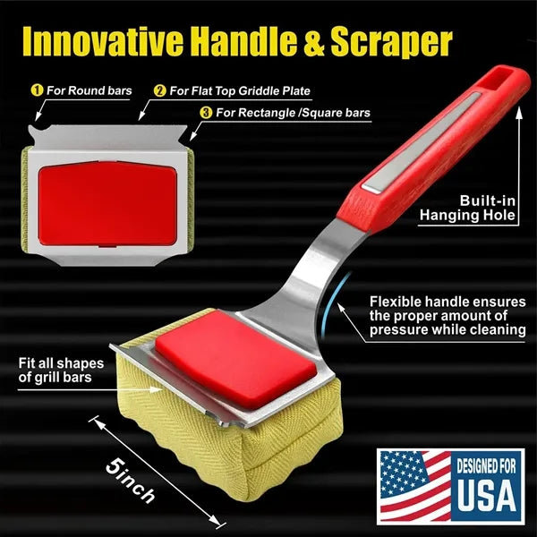 Griddle Scraper with Friction Pad Grill Cleaning Tool