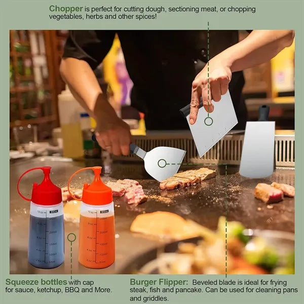 Outdoor BBQ Tool Set Stainless Steel Grill Spatula Kit