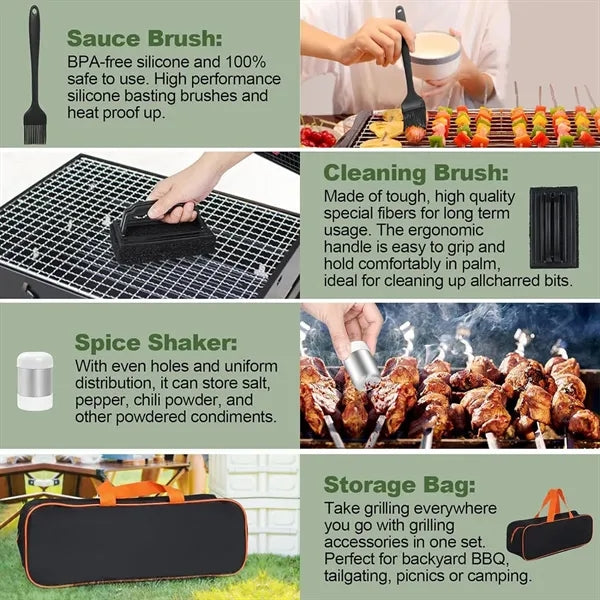 Outdoor BBQ Tool Set Stainless Steel Grill Spatula Kit