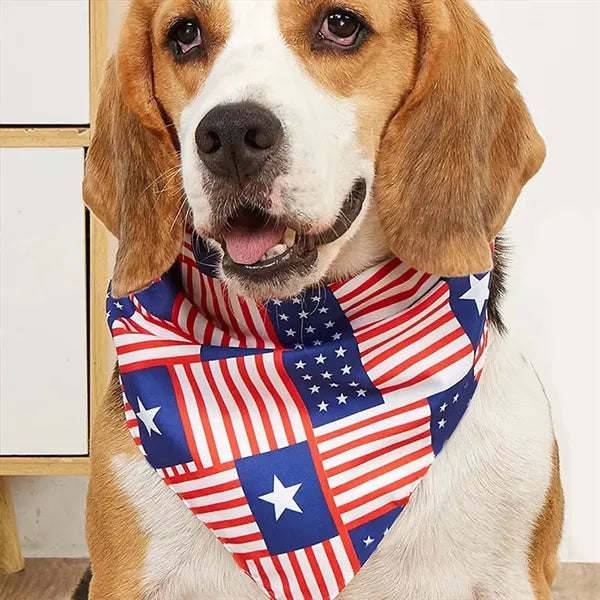 Patriotic Pet Bandana and Denim Hat Set for Independence Day