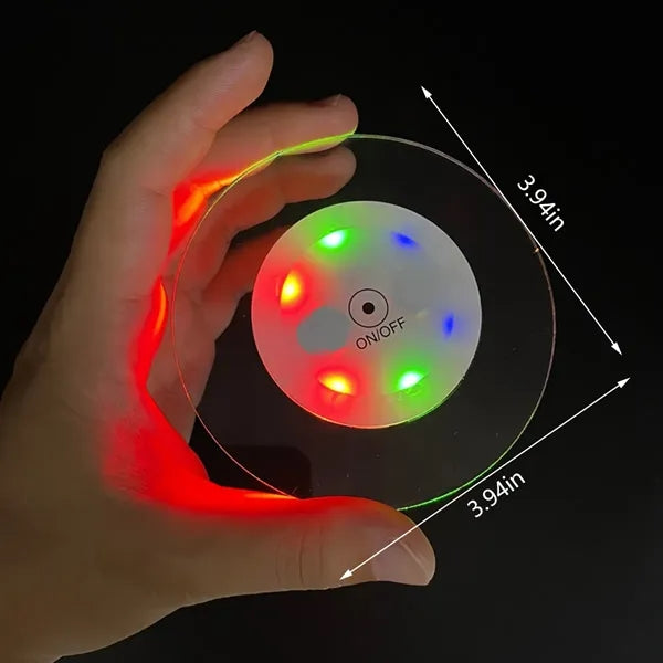 7 color party wedding dinning fun bar LED light up coaster