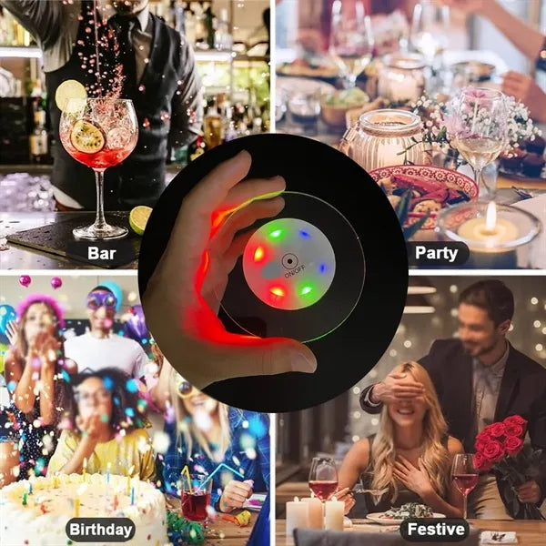 7 color party wedding dinning fun bar LED light up coaster