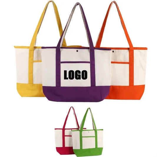 Large Capacity Recycled Canvas Tote Bag With A Front Pocket