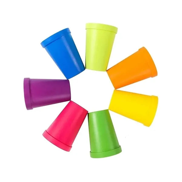 7-Piece Rainbow Color Plastic Cup Set with Storage Tube