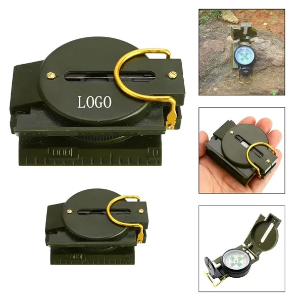 Military Green Survival Compass Tool