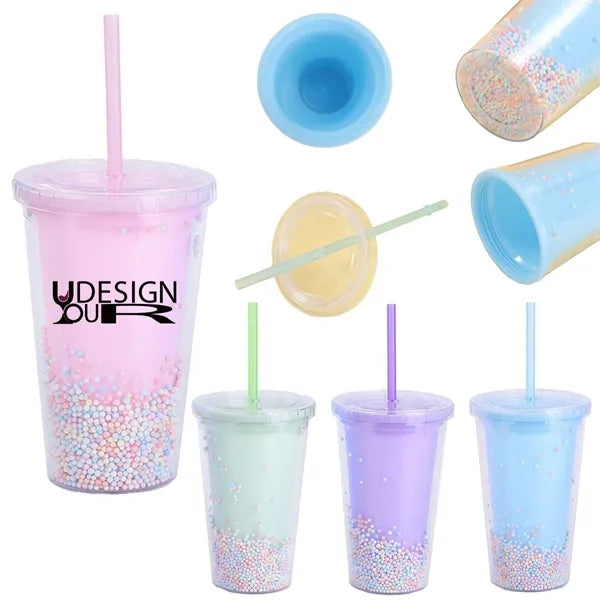 Bubble Ball Micro Landscape Couple Plastic Straw Mugs