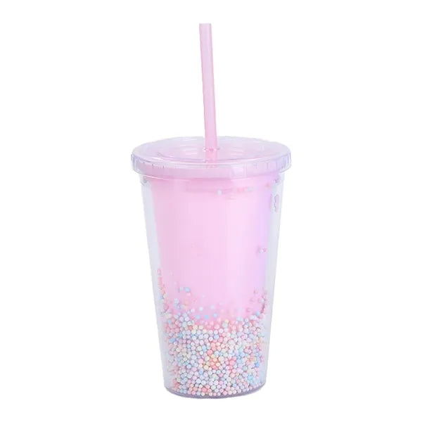 Bubble Ball Micro Landscape Couple Plastic Straw Mugs