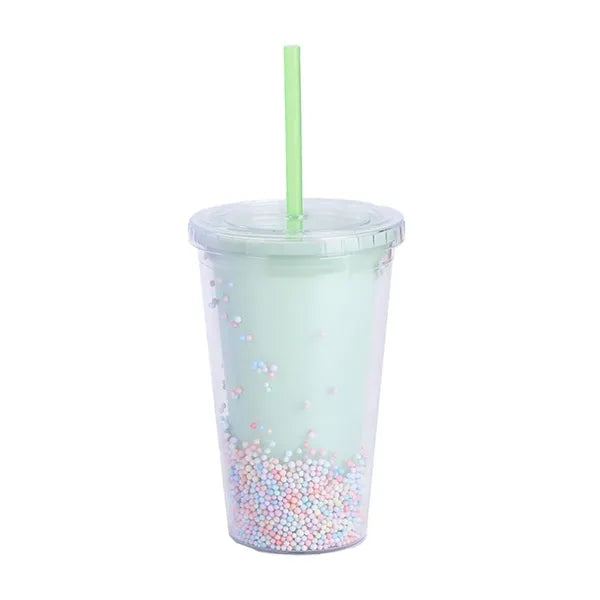 Bubble Ball Micro Landscape Couple Plastic Straw Mugs