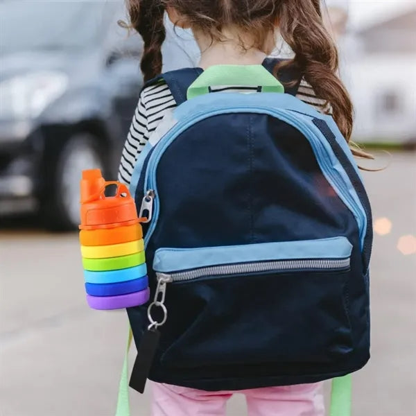 12oz Collapsible Silicone Bottle with Rainbow Strap