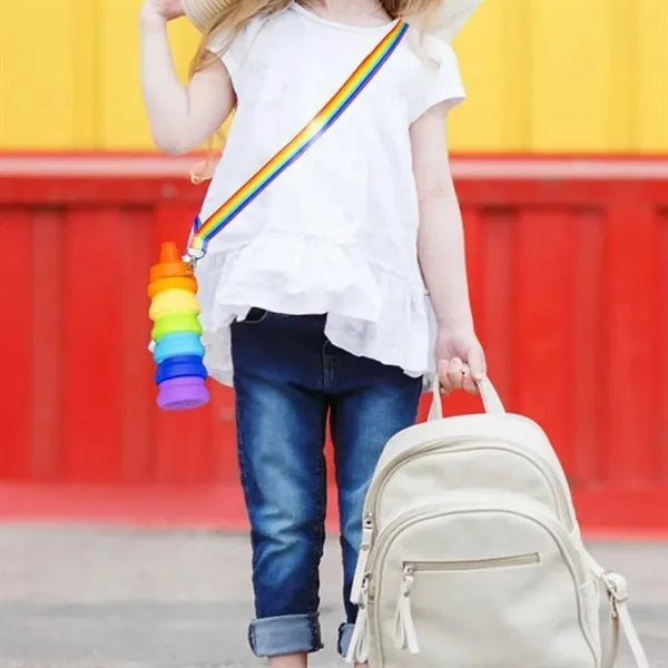 12oz Collapsible Silicone Bottle with Rainbow Strap