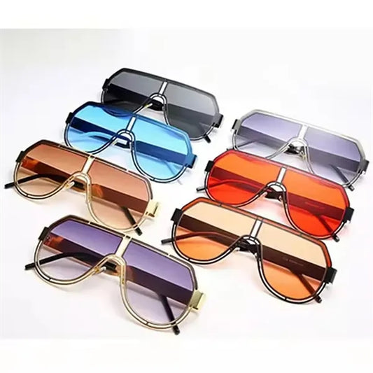 Mono Lens Big Frame UV400 Metal Sunglasses