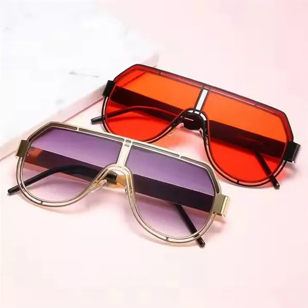 Mono Lens Big Frame UV400 Metal Sunglasses