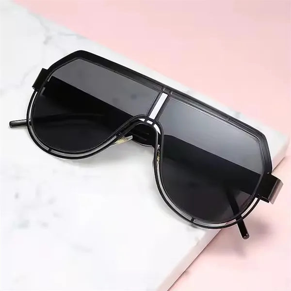 Mono Lens Big Frame UV400 Metal Sunglasses