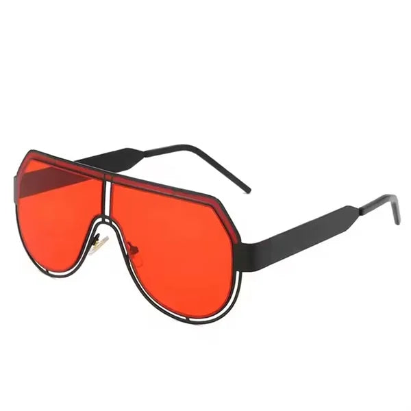 Mono Lens Big Frame UV400 Metal Sunglasses