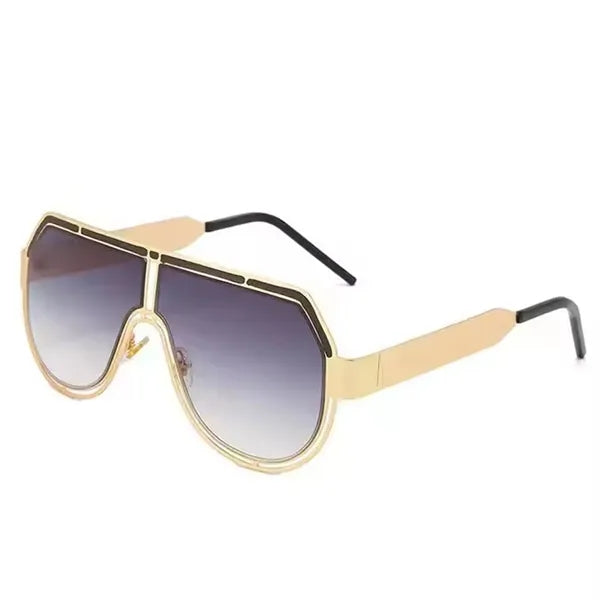 Mono Lens Big Frame UV400 Metal Sunglasses