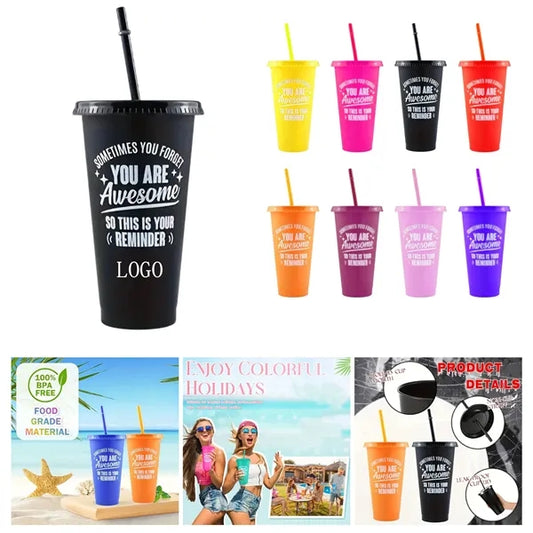 24OZ Colorful PP Straw Water Cup