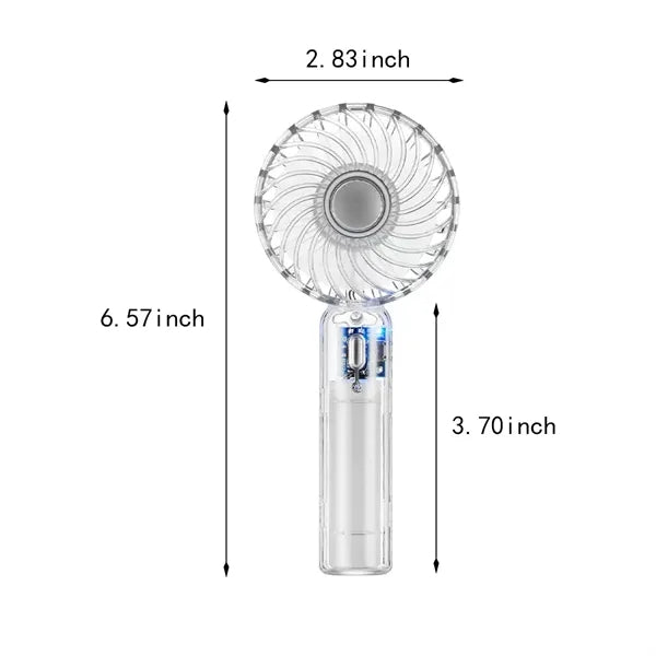 Outdoor travel mini portable handheld transparent USB fan