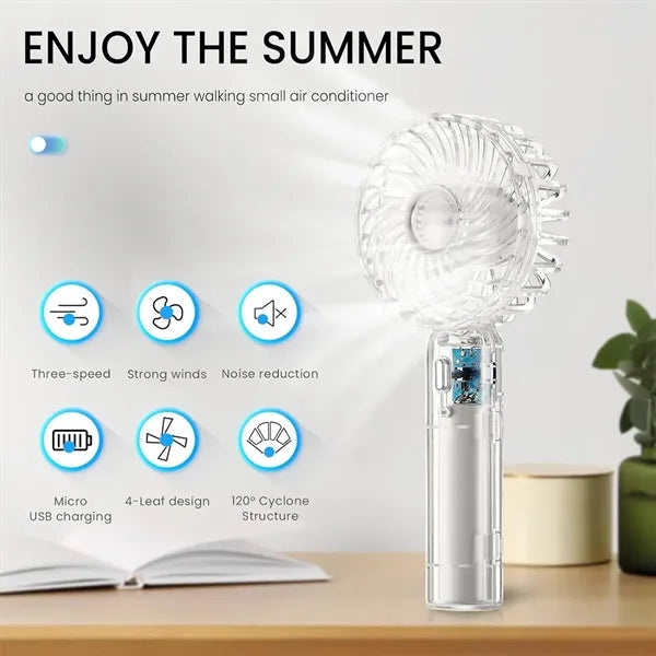 Outdoor travel mini portable handheld transparent USB fan