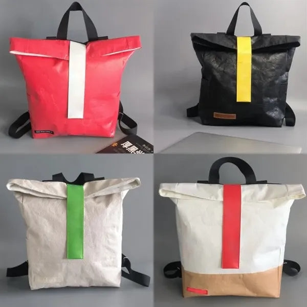 Sustainable Roll Top Backpack Waterproof Tear Resistant Bag