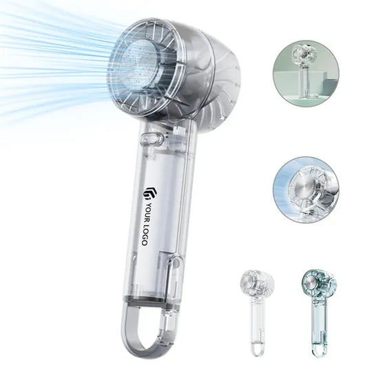 Transparent 3 speed travel beach cooling handheld turbo fan