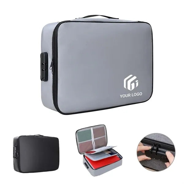Portable fireproof waterproof document organizer with lock