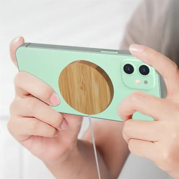 15W Bamboo MagSafe Wireless Charger with Type-C Input