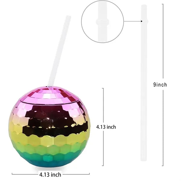 20 Oz Disco Ball Cup With Straw