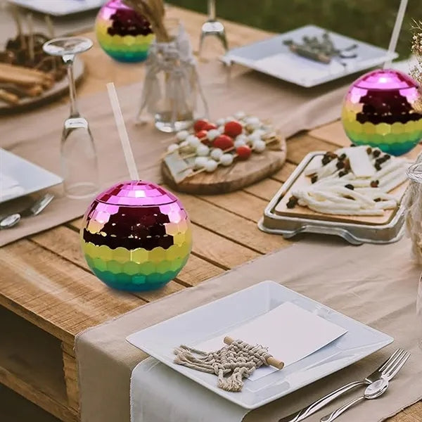 20 Oz Disco Ball Cup With Straw