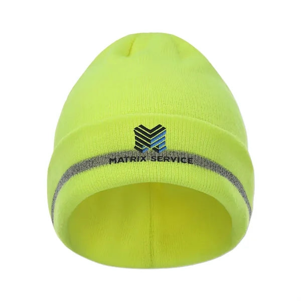 12" Folded Safety Beanie with Reflective Threads