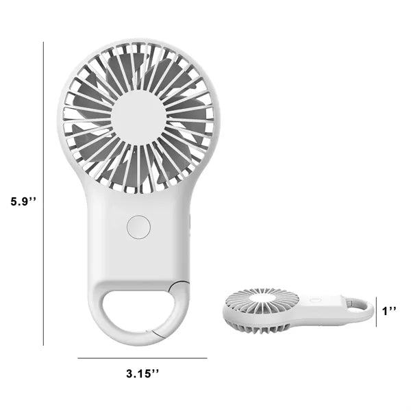 Rechargeable LED Fan With Carabiner