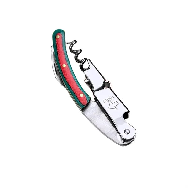 Corkscrew Metal Wine Bottle Opener With Colorful Wood Handle