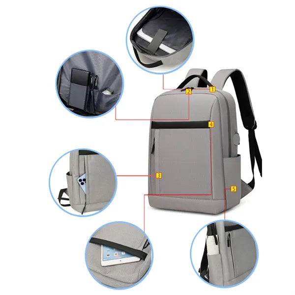 Water Resistant Laptop Backpack with USB Charging Port