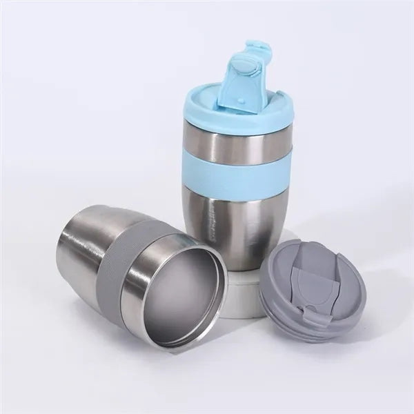12Oz. Stainless Steel Travel Mug with Silicone Grip and Lid
