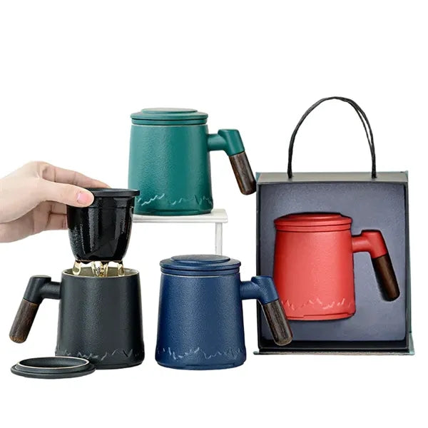 Premium 13.5oz Ceramic Office Mug with Tea Infuser